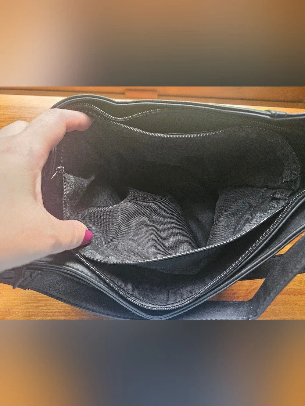 Kim Rodgers Black Faux Leather Hobo Shoulder Bag